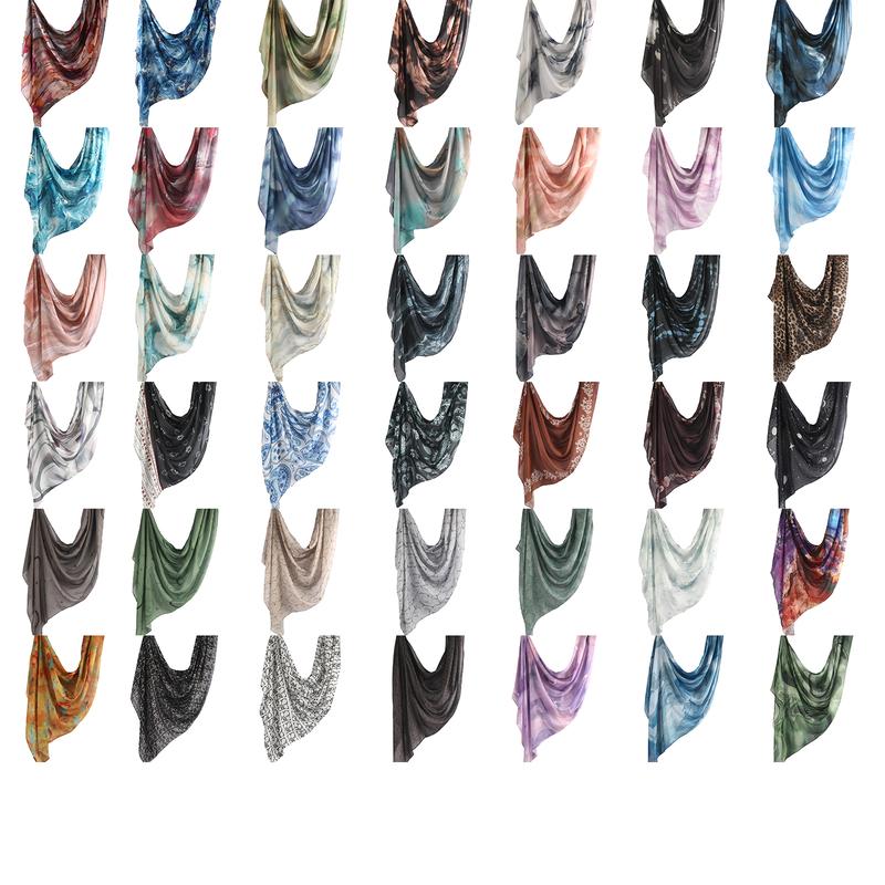 Product Introduction of Watercolor Floral Polyester Cotton Breathable Light Weight Soft Long Fashion Headscarf Single Sided Printing Muslim Hijabs Shawl 5