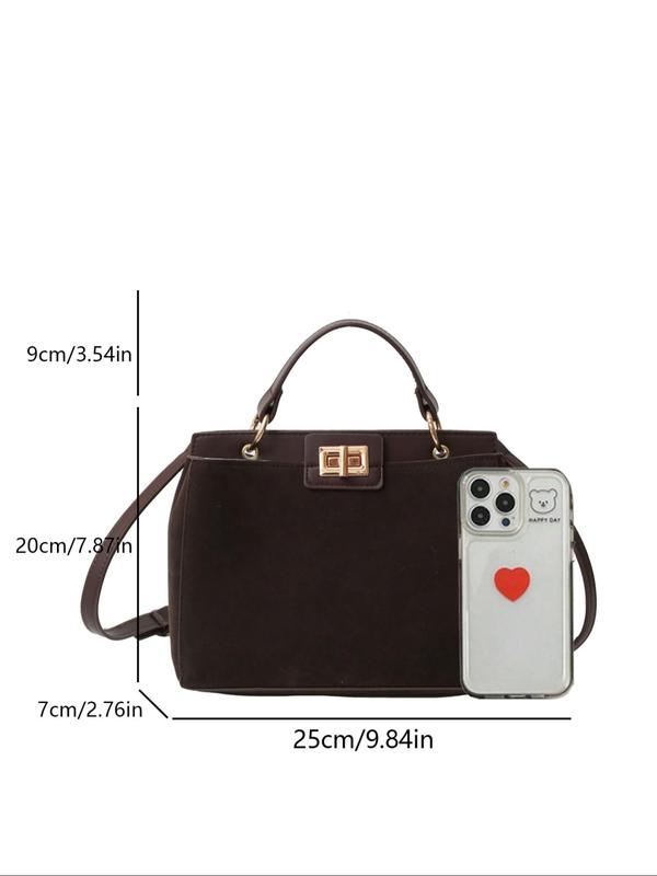 Women's Elegant Solid Color Suede Handbag, Textured Handbag, Fashionable Large Capacity Shoulder Bag for Daily Used, Casual Trendy Versatile High-quality Daily Commuting Bag 3