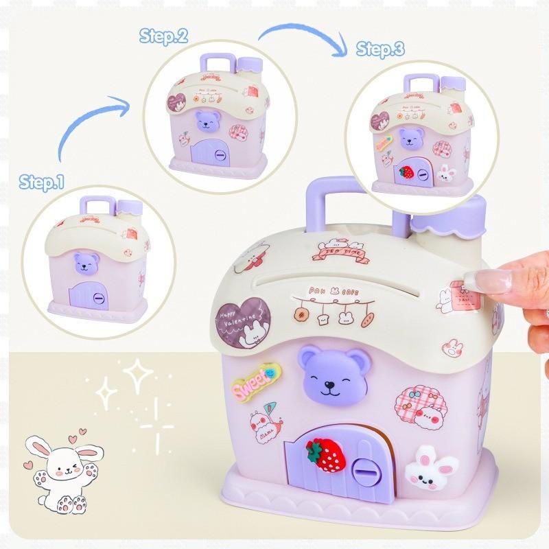 DIY Financial Toys Cute Small House Piggy Bank Children's Creative Money Saving Jar Cute Room Decoration Cash Coin Box Birthday Gift 3