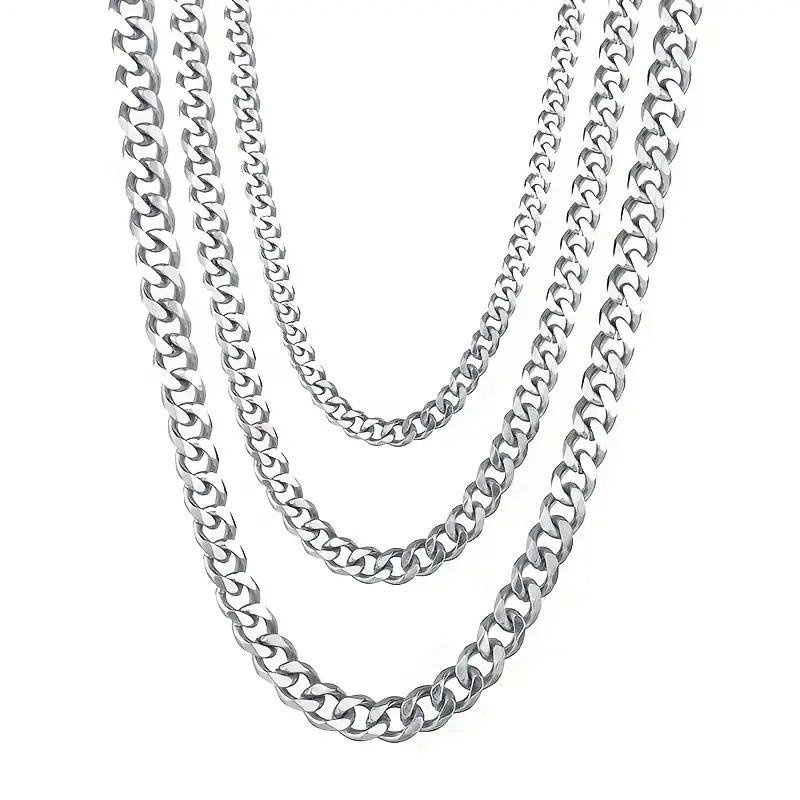 Titanium Steel Cuban Chain Necklace - 1pc Stainless Steel Trendy Fashion Accessories - Father's Day Gift 6