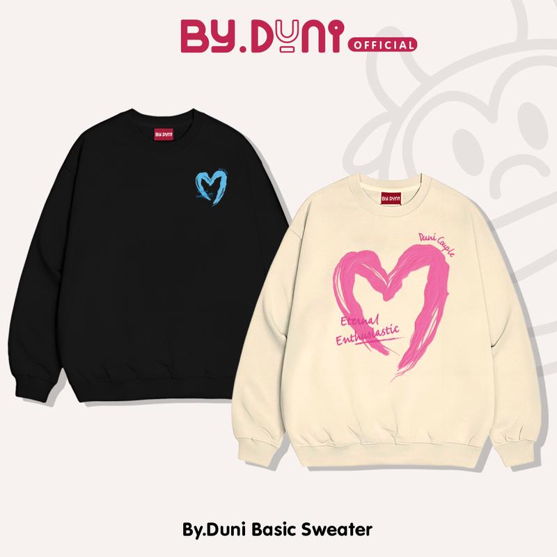  Áo Sweater cặp đôi By.duni nam nữ form rộng áo cặp bạn thân unisex vải nỉ cotton in hình ETERNAL HEART full box 