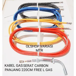 OLSHOP VARIASI MTR Kabel Gas Serat Carbon Thailand Panjang 190cm Universal Semua Jenis Gas Spontan Motor PNP Cocok untuk Semua Tipe Motor Motorcycle