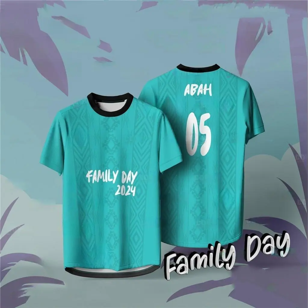 【Free Custom Name & Number】New Fully Sublimated Family Day Jersey Custom Name Baju Lelaki High Quality Breathable Parents and Kids Go Vacation T-shirt Clothing Refreshing
