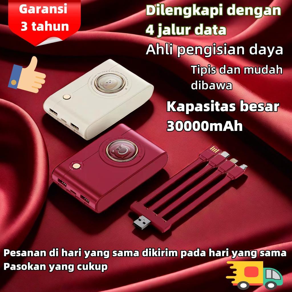 Power Bank Kamera Lucu, Charger Berkualitas Tinggi 30000mAh, Kompatibel dengan Samsung, iPhone, dan Ponsel Android, Antarmuka Type-C, 4 Port USB, Universal untuk Semua Ponsel