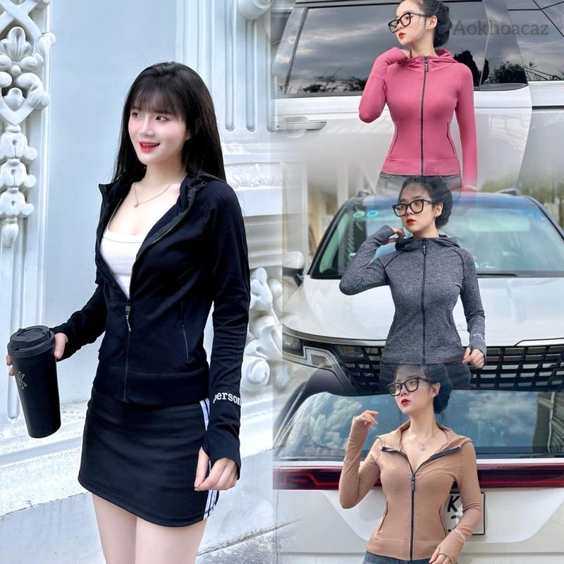 [36-68kg] Áo Khoác Thể Thao Nữ Form Lỡ Ôm Body Vải Thun Dệt Kim Quảng Châu [Person]. Áo Khoác Nữ Tập Gym, Yoga, Chạy Bộ Đồng Sport