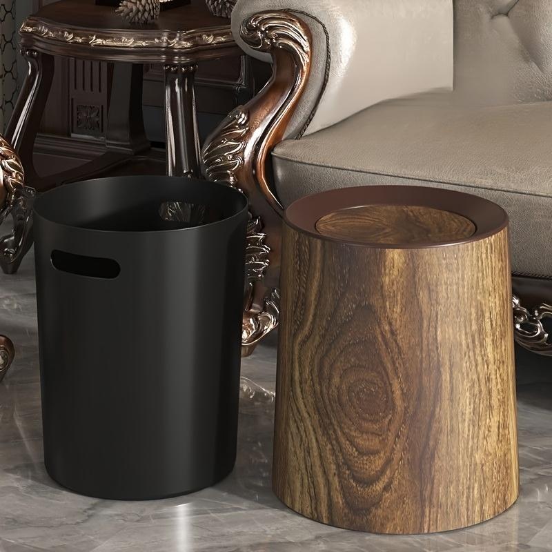 Product Introduction of Wood Grain Design Trash Can, 1 Count Modern Silent Trash Can, Household Waste Bin with Lid, Trash Bin for Home, Office and Hotel 7