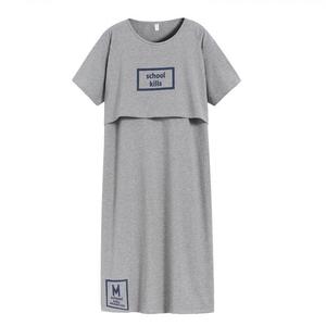 ชุดพยาบาล, ฤดูร้อนหลังคลอด, ชุดพยาบาลผ้าฝ้ายแขนสั้น, ชุดเสื้อผ้ากักขัง, กระโปรงให้นมแบบยกกระชับ, เหมาะสำหรับการออกนอกบ้าน, ผ้าไหม