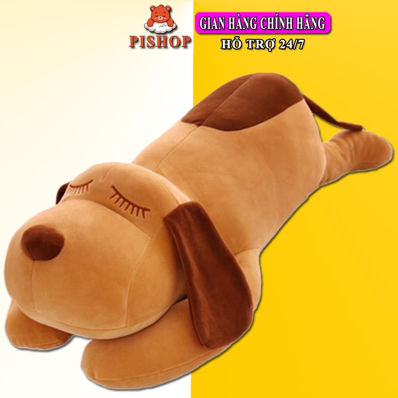 Gấu bông chó ngủ mũi tim màu nâu size 45cm chất vải cao cấp co dãn 4 chiều Miniso nhồi bông trắng an toàn Thú Bông Thú Nhồi Bông Đồ Chơi Toy Không Phát Nhạc gấu  bông rẻ