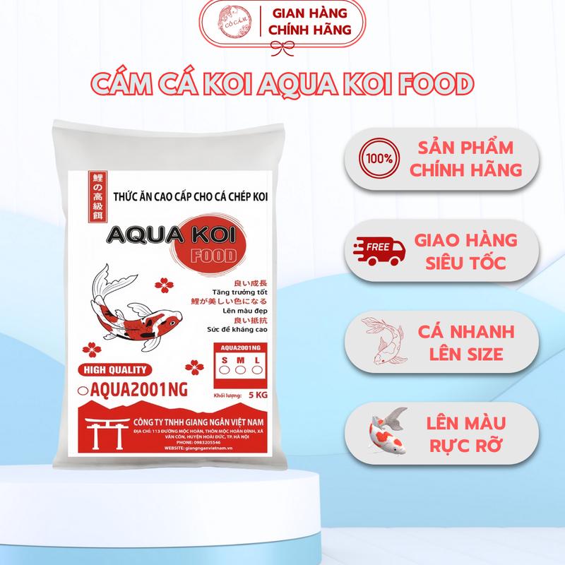 Cám cá koi Aqua Koi Food bao trắng ,mix hạt tăng màu