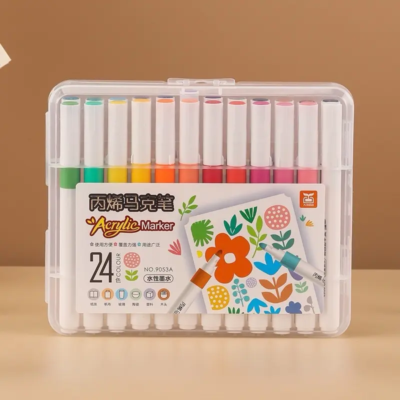 Bút Lông Màu Acrylic Marker 12/24 /36/48/60/80/100/120 Màu Hàng Cao Cấp An Toàn Màu Sắc Tươi Sáng Vẽ Được Trên Nhiều Chất Liệu 2