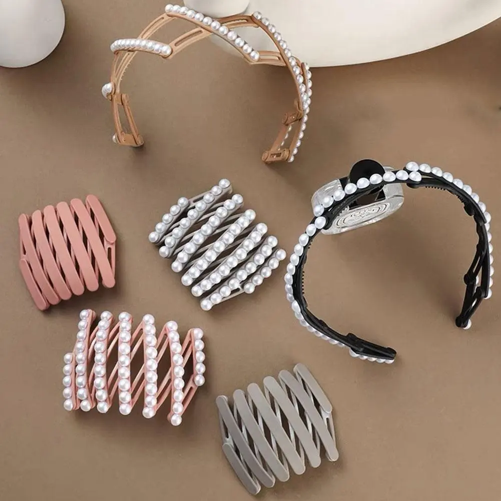 Korean Portable Foldable Headband Bead Hairband For Girls Women Hair Accessories