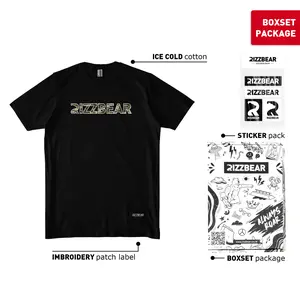 RIZZBEAR Kaos Distro Lengan Pendek Camo Text T-Shirt Black