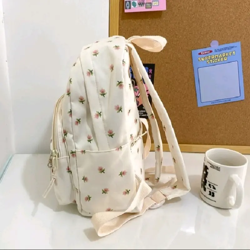 NURA'Store BS- Tas Ransel motif bunga tulip terbaru perempuan tas bunga tulip korean style cewe tas ransel anak sd smp perempuan bunga Tas Punggung Fashion 0