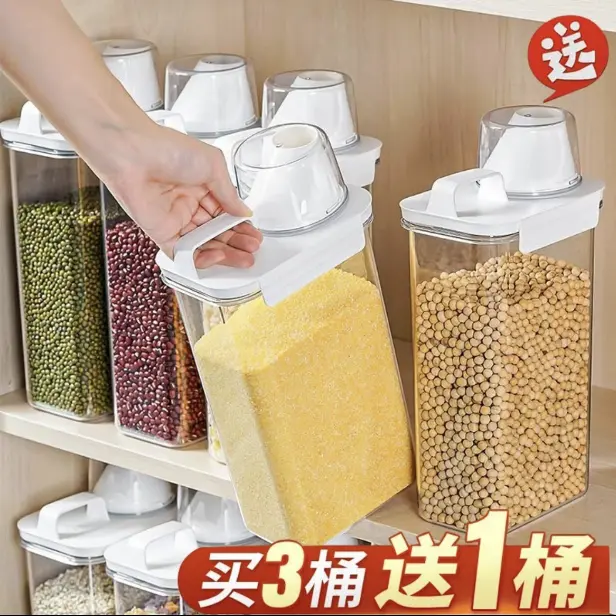 Grain Storage Box Household Five Grains Food Storage Jar Rice Bucket Kitchen Food Storage Container Bean Plastic Sealed Jar