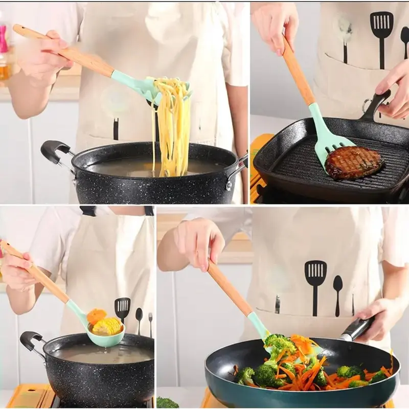Set Alat Masak Silikon Tahan Panas 5 Pcs - Spatula, Kocokan Telur, Kuas Kue Food Grade** Peralatan Kitchenware Teflon 5