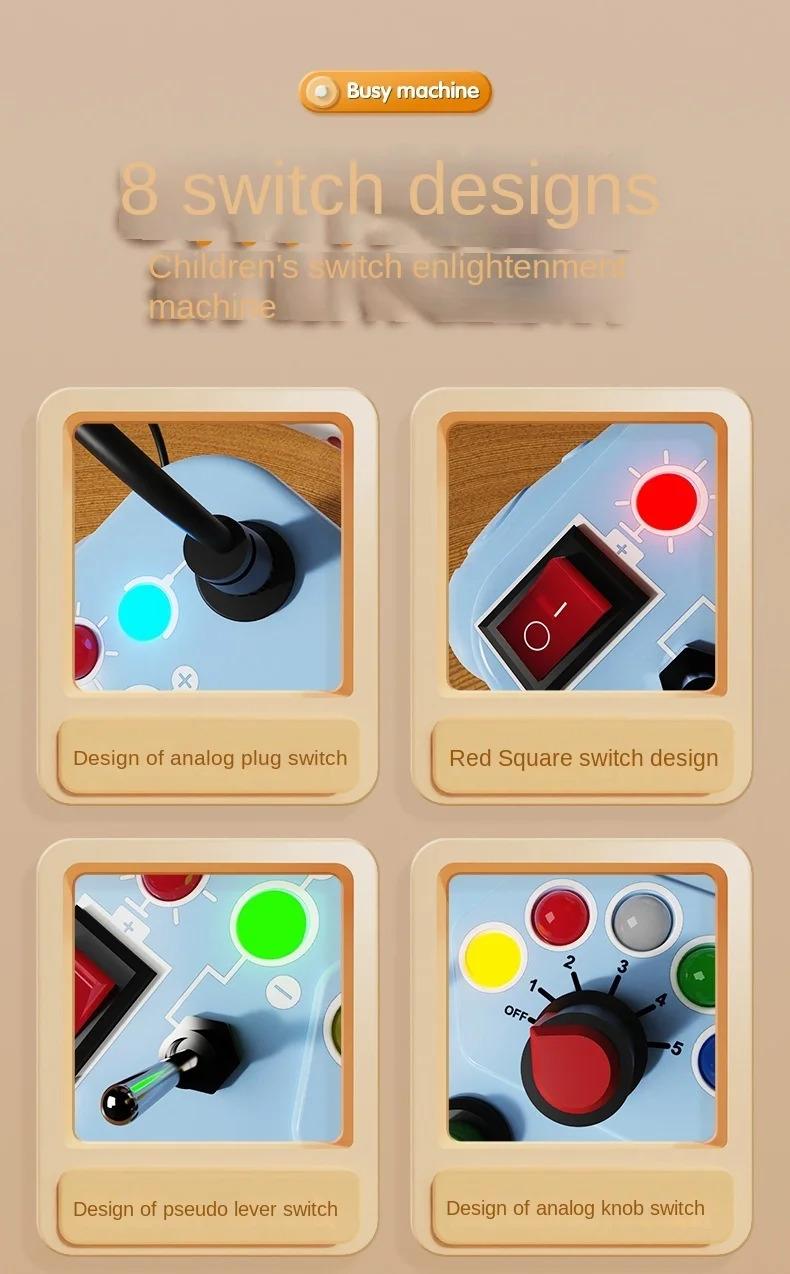 Product Introduction of Montessori Busy Board Sensory Toys Cartoon with LED Light Switch Control Board Travel Activities Children Game for 2-4 Years Old 10