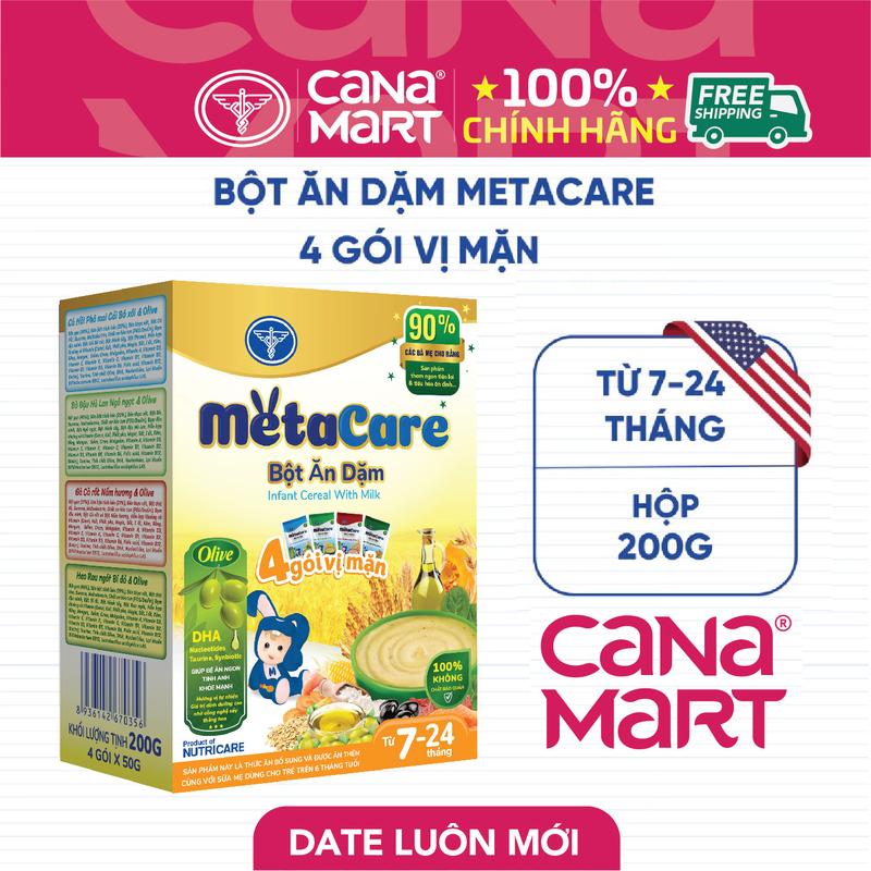 Bột Ăn Dặm Metacare 4 gói vị mặn (200g) Dinh Dưỡng Phát Triển Toàn Diện Cho Bé Vitamin