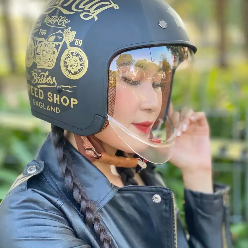 Mũ bảo hiểm kính Âm HQ 3/4 chuẩn đẹp thời trang trẻ Helmet 1