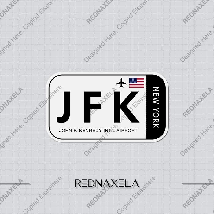 Jfk Jr. Sticker Jual Stiker Vinyl John F Kenndey International Airport Code JFK Sign ...