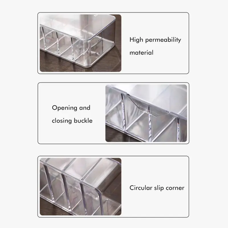 8 Grids Clear Plastic Cable Storage Box Data Cable Storage Container Save Space Cable Management Box for Storing Earrings Rings and Data Cables 2