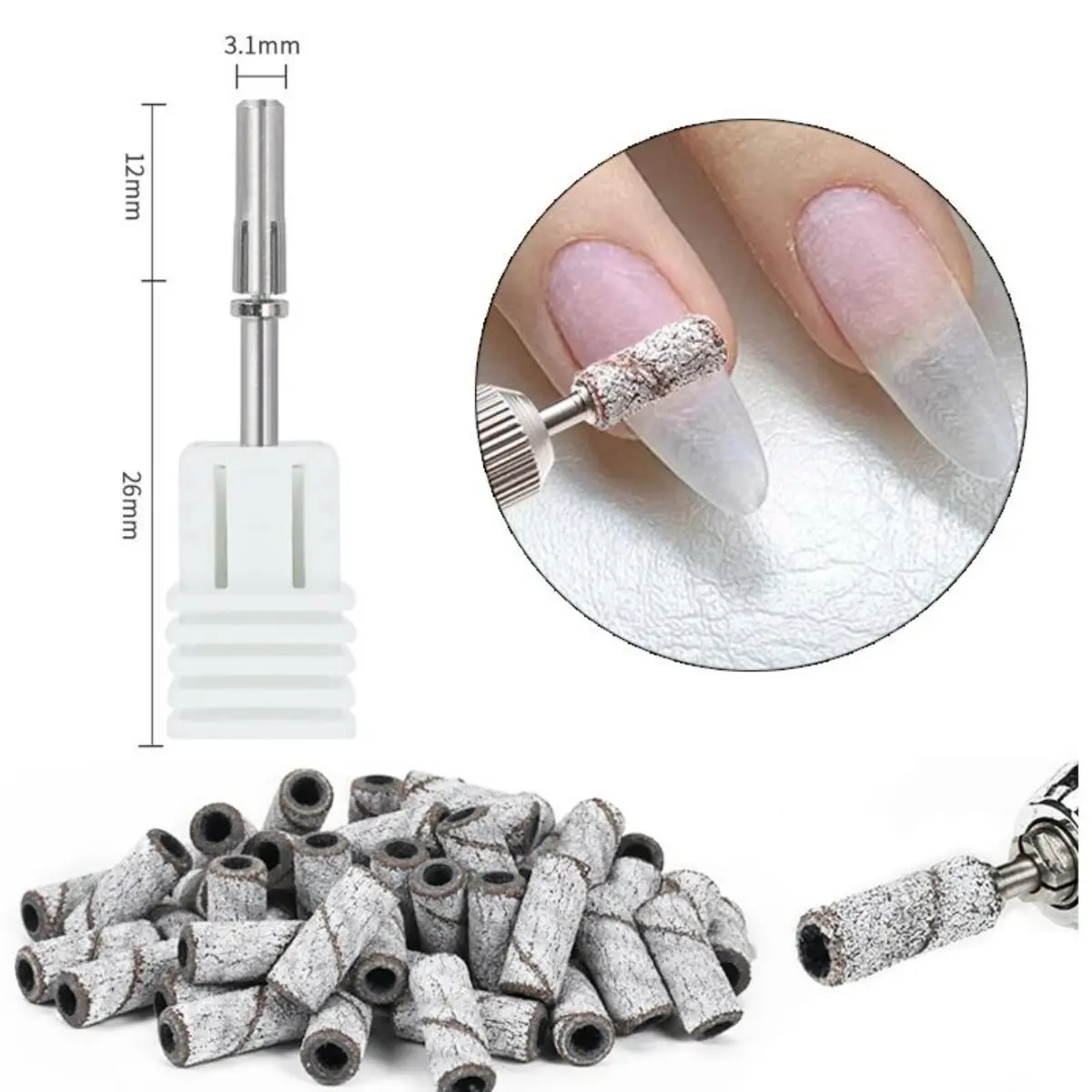 Mini Nail Art Polishing Head Stainless Steel Nail Sanding Bands Mandrel For Manicure Sandpaper Ring Holder Nail Drill Accessories Small Nail Polish Tool Nail Care Cutics