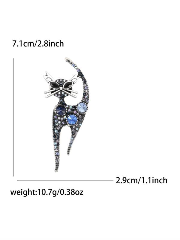 Cute Cat Design Brooch, Rhinestone Decorated Animal Themed Brooch, Fashion Accessories for Women & Men, Trendy All-match & Exquisite Jewelry for Birthday Gift 3