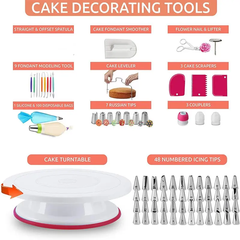 Cake Decorating Tool Set, 1 Set Cake Decorating Supplies, Cake Decorating Kit, Baking Tool Set for Baking Lovers and Beginners 2