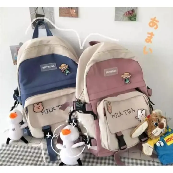 NF Milk tea - Ransel tas punggung backpack korean style tanpa gantungan 2