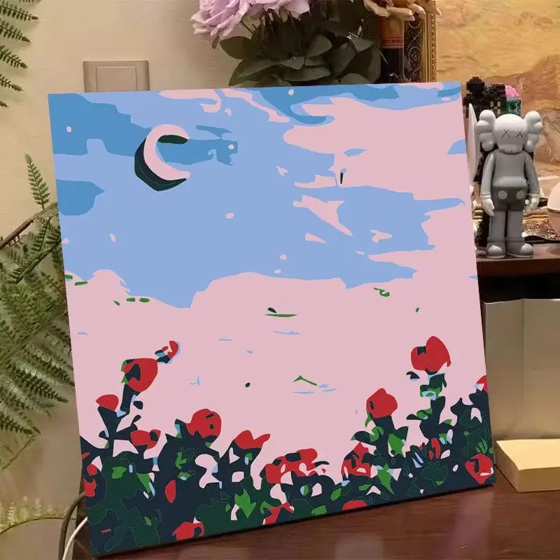 Tranh Sơn Dầu Kỹ Thuật Số, Hoa Và Phong Cảnh, Tự Làm, 30 * 30cm, Tranh Thủ Công Tô Màu, Tô Màu Tay Cho Trẻ Em, Có Thể Dùng Làm Đầy, Tranh Sơn Dầu Kỹ Thuật Số Hoa Tulip 5