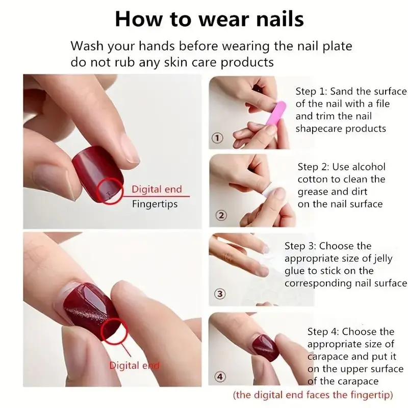 Glitter Smudge Fake Nails, 24pcs Glossy Irregular Shaped Short Press on False Nails & 1 Sheet Tape & 1 Count Nail File for Women & Girls DIY Nail Art, Effortless Manicure Set, Christmas Gift 6