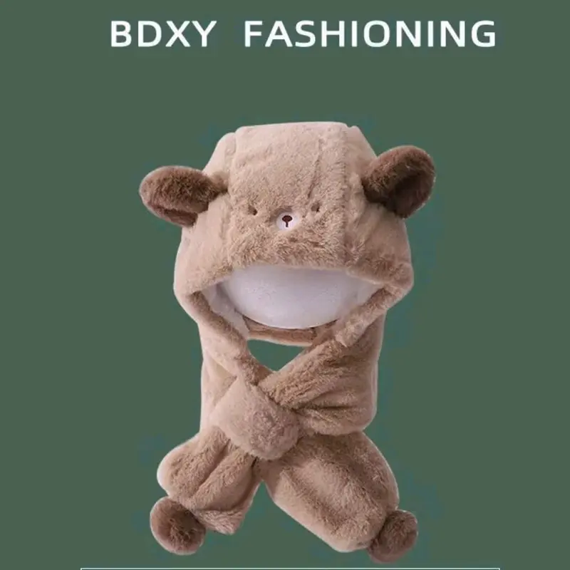 Mũ lông cừu trùm đầu kèm kính, chống gió, che tai 3 in 1 chống lạnh cho bé 3
