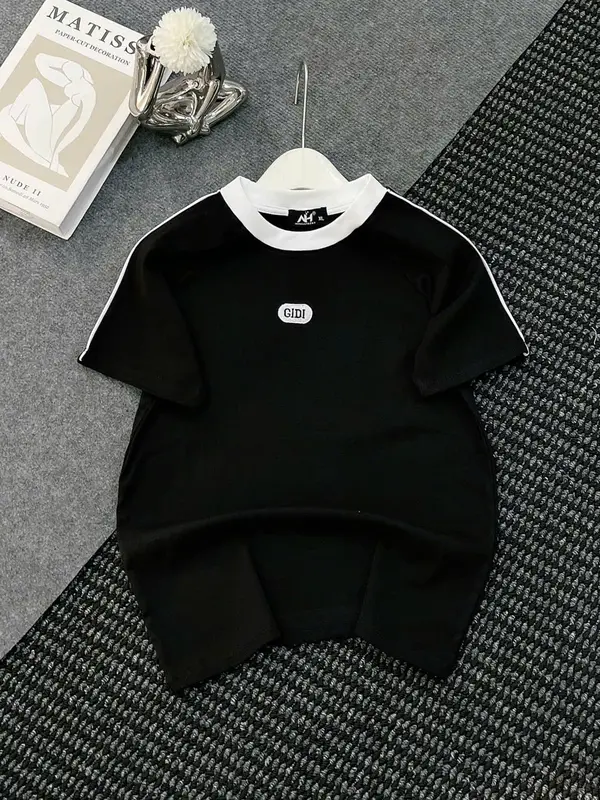 Áo thun viền tay  GIDI cotton borip _A 882_chân ngắn BTQ2 5