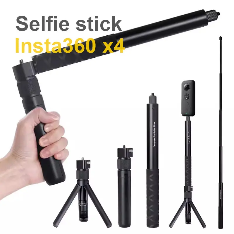 Tongkat Selfie, Tidak Kelihatan, untuk Insta360 X4 X3 ONE X2 RS, Masa Peluru, Diperbuat daripada Aloi Aluminium, Gaya Tripod, Aksesori untuk Insta 360 X4
