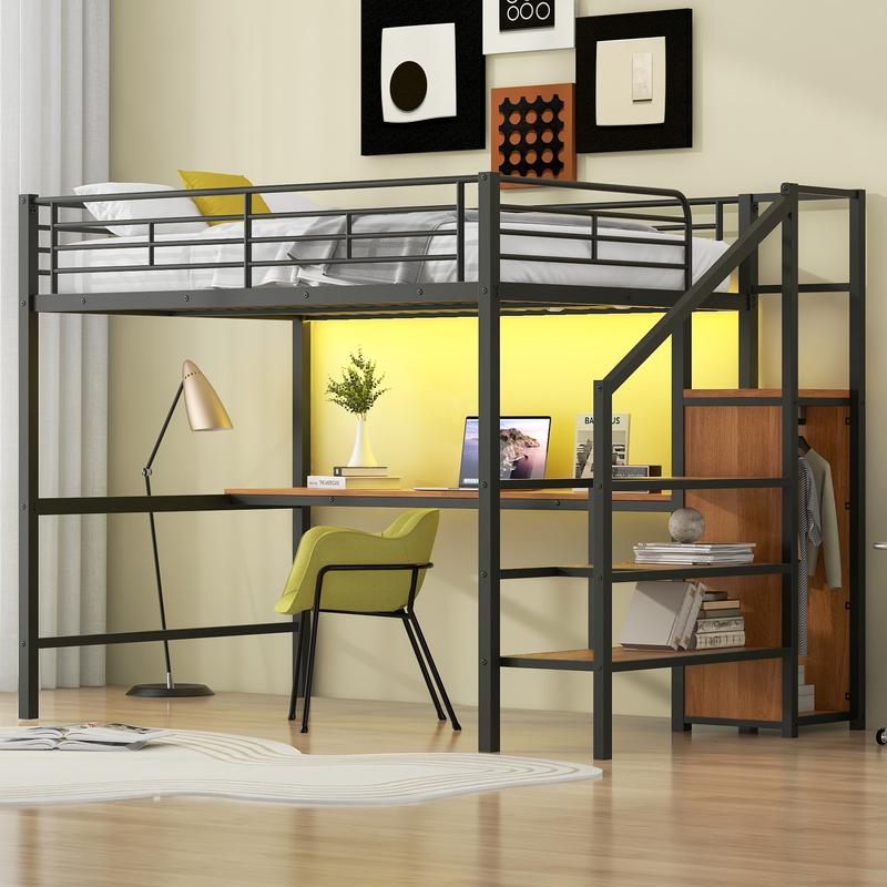 Full Size Loft Bed Frame with Staircase and Desk, Metal Full - TikTok Shop