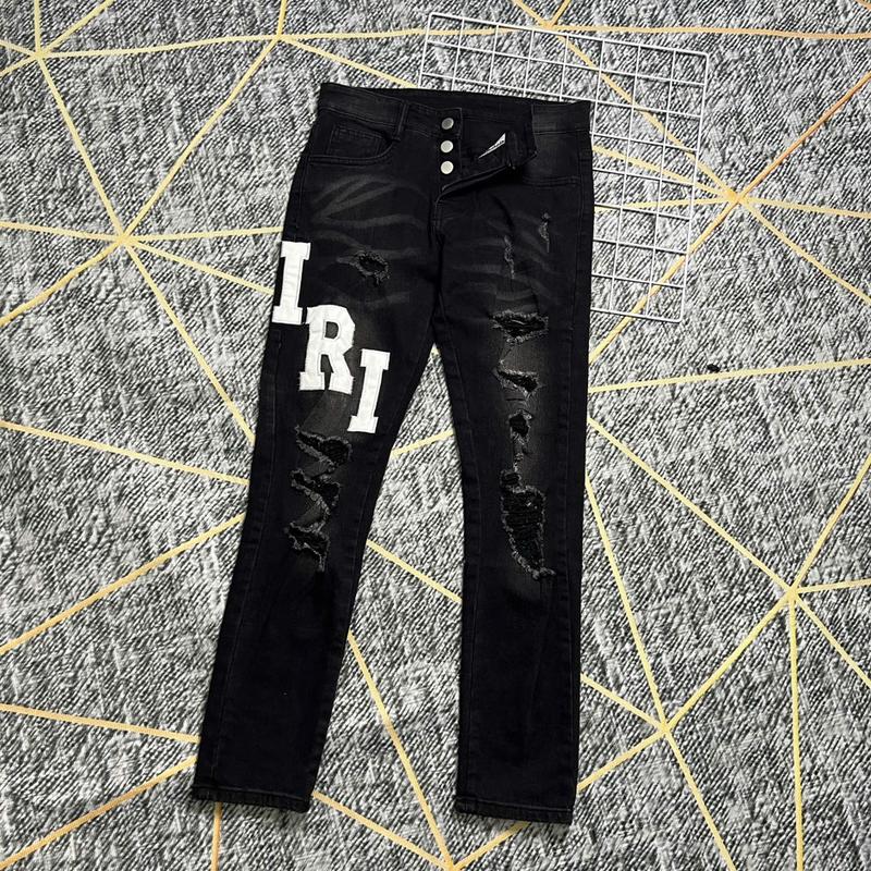 Quần jean đen boy phố rách vá trắng thêu chữ cao cấp mẫu mới chất lượng Menswear