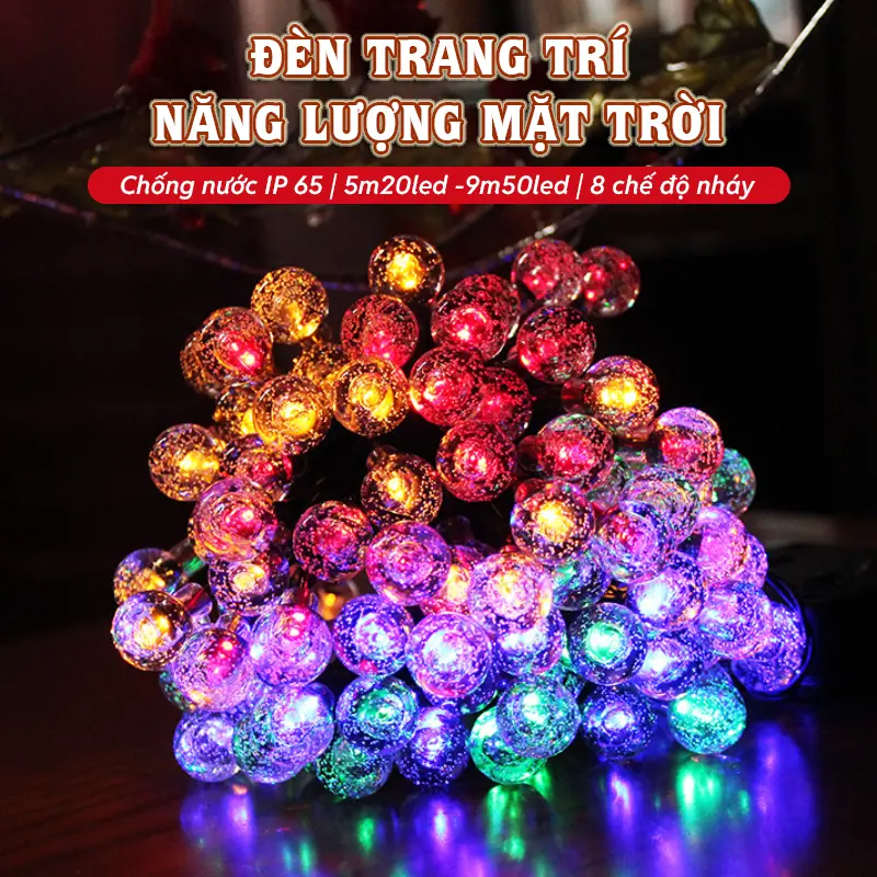Đèn trang trí năng lượng mặt trời Dây đèn tròn, tích kiệm điện, bóng siêu sáng, chống thấm nước - DA3094 1