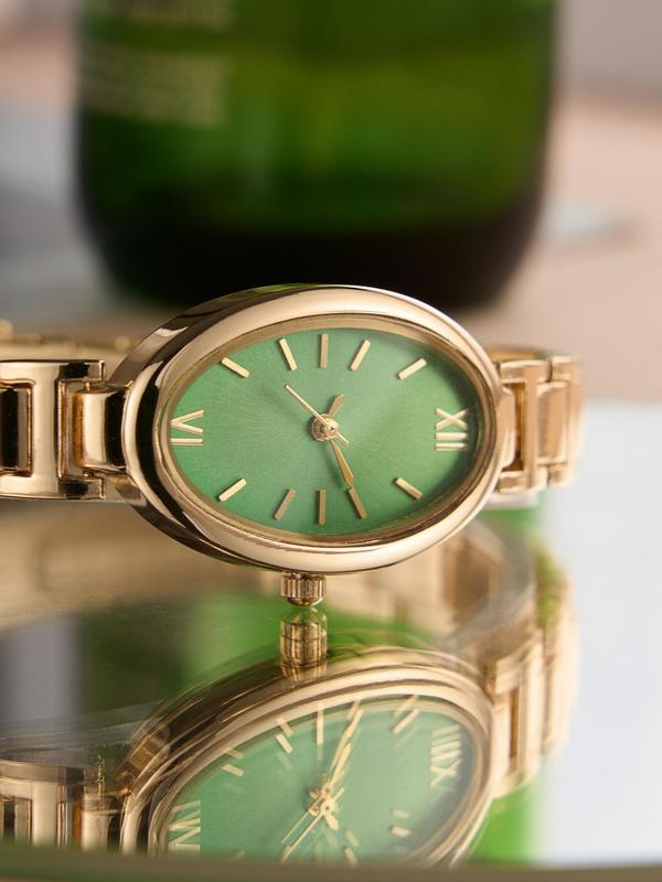 Women's Elegant Oval Dial Quartz Watch, Exquisite Trendy Wristwatch, Modern Fashionable Watch for Women As Gift with Box 3
