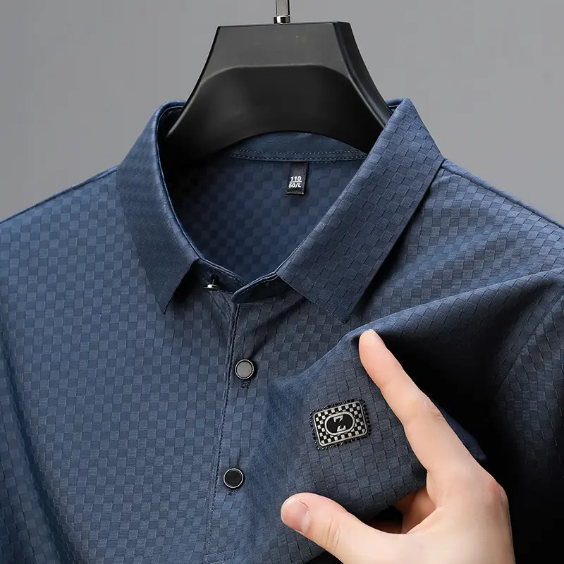 Áo Polo Lụa Lạnh Dành Cho Nam Trung Người Già Và Cao Tuổi, Kiểu Ve Áo, Áo Thun Ngắn Tay, Thương Hiệu Thời Trang, Phong Cách Thường Ngày Ngầu Áo Tay Lửng Áo Thun Nam Menswear Có Cổ