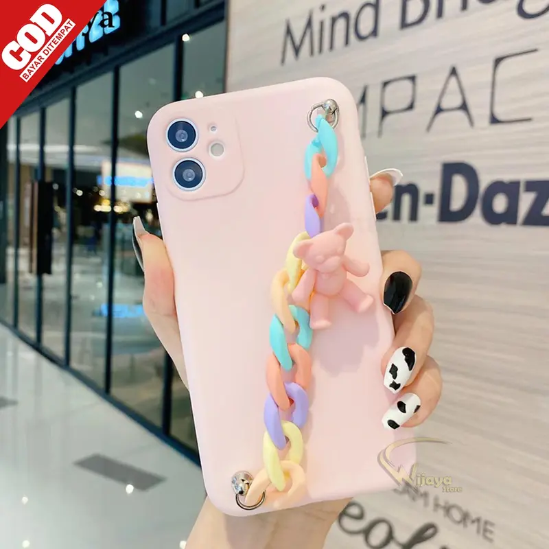 Softcase Macaron Bear For Op'o, S*msung, V*vo, Xi*omi, Iph*ne, Re*lme, Inf*nix Black Blue 3