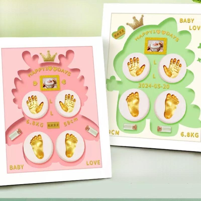 Bộ in dấu chân tay cho bé, lưu giữ khoảnh khắc bé yêu, khung in dấu chân tay an toàn cho bé