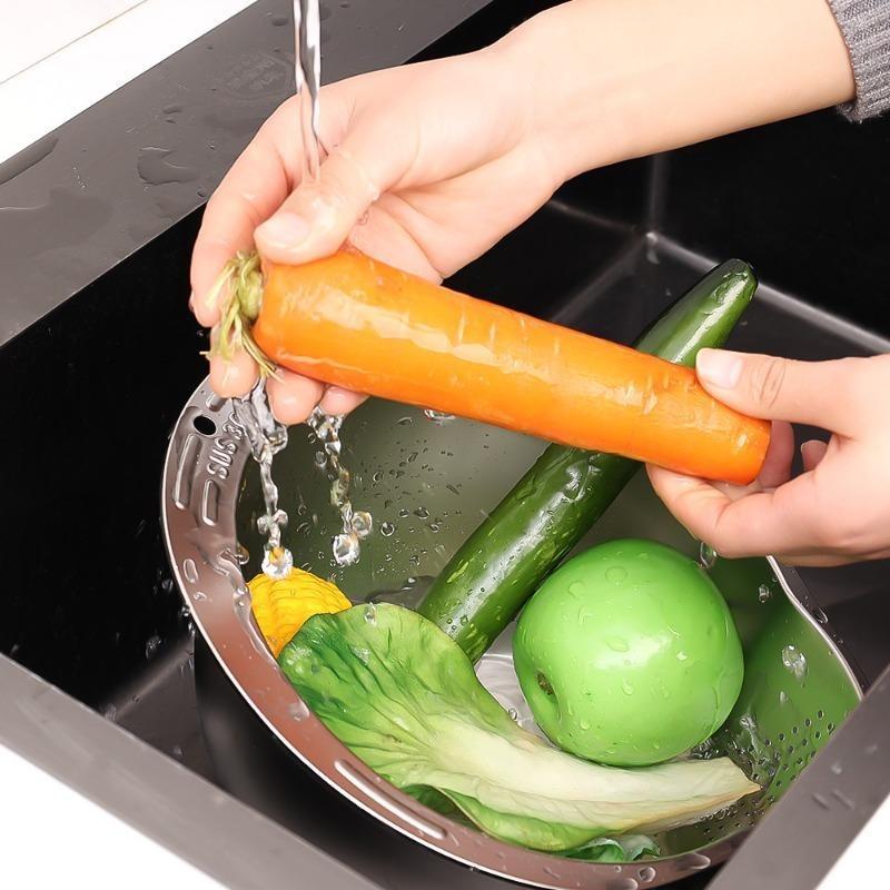 Rice Washer Strainer Bowl with Sucker Stainless Steel Rice Washing Bowls Rice Sieve Colander Fruit and Vegetable Strainer Kitchen Tools 1
