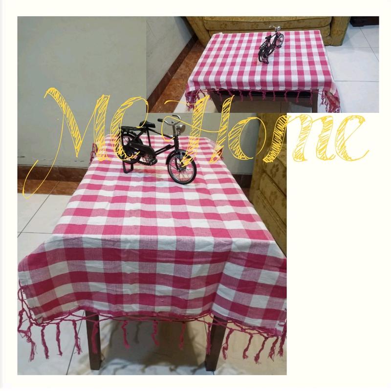 Taplak meja tenun tamu ukuran 100x100 motif kotak-kotak 3