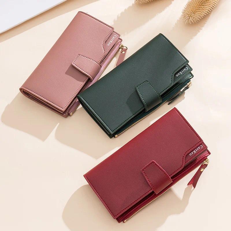 Product Introduction of Women's Wallet 2024 New Korean Edition Multi functional Large Capacity Three fold Wallet Zipper Buckle PU Handbag baguette  bag 8