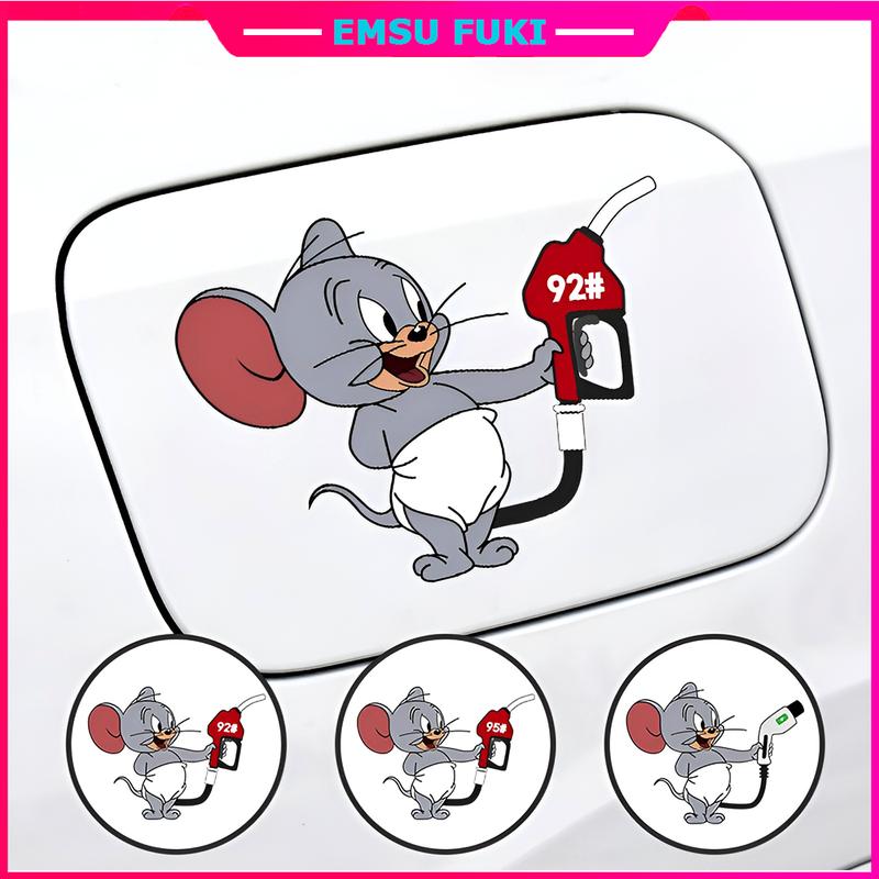 Miếng Dán Decan Trang Trí Xe Hơi Hình Jerry Nắp Bình Xăng dễ Thương Chống Thấm Nước - Nhãn Dán Decan Xe Hơi