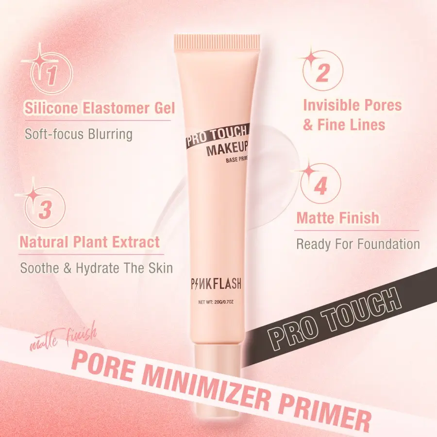 READY PINKFLASH Pro Touch Pore Minimizer Primer Matte Poreless Smooth Fine Line Soft-focus Blurring Mattifying Kering Kosmetik