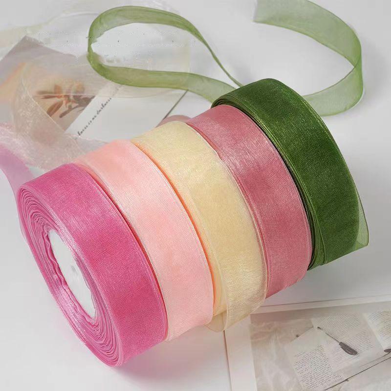 Cuộn ruy băng voan trong suốt bản 2.5cm x 45m làm nơ handmade trang trí hộp quà