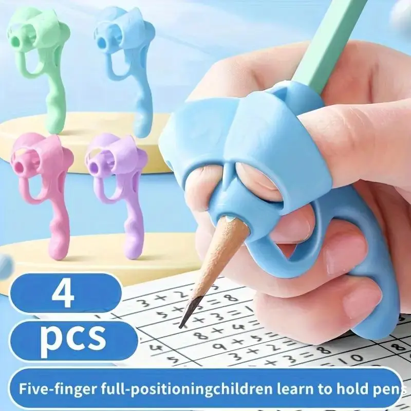 Pen Grip Corrector, 4 Counts Writing Posture Aid, Soft Rubber Pen Grip, Handwriting Aid Correction Tool, Office Stationery & Supplies 2