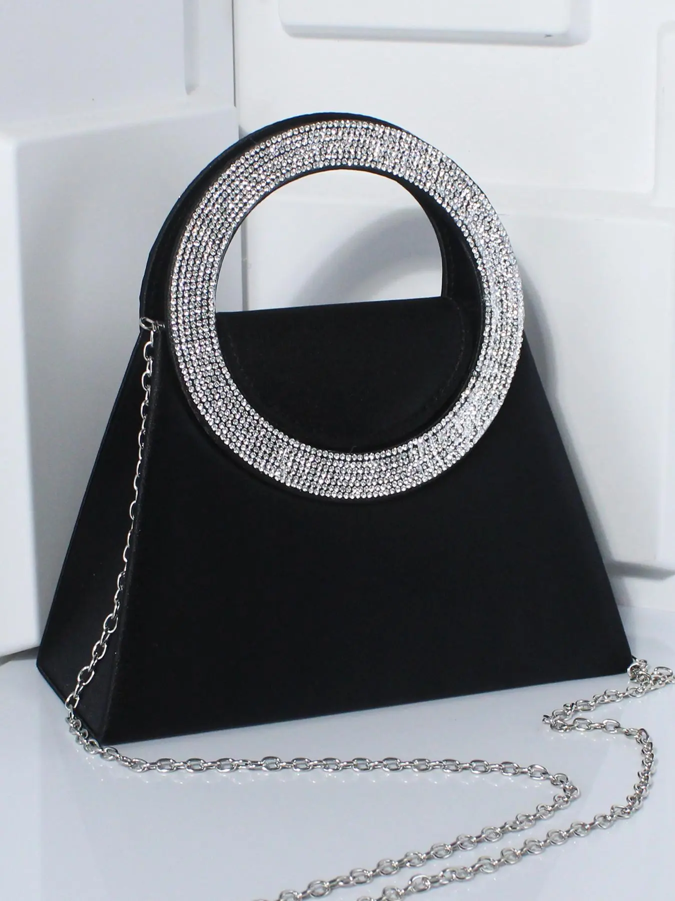 Women's Elegant Rhinestone Decorated Evening Bag, Exquisite Trendy Chain Strap Crossbody Bag, Fashionable Bag for Party Decoration