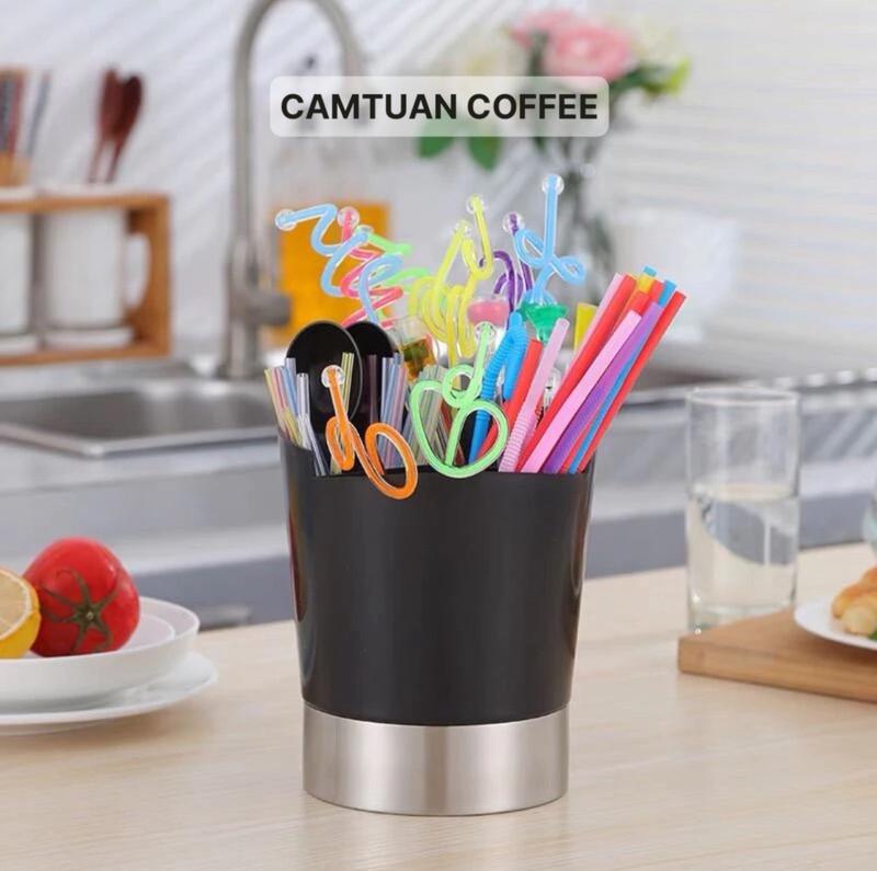 Khay đựng ống hút tròn 3 ngăn kệ đựng ống hút giấy ăn hình chữ nhật 6 ngăn nhựa ABS
