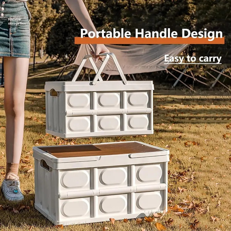 Foldable Storage Box with Lid, 1 Count/2 Counts Stackable Multipurpose Camping Storage Box, Outdoor Home Storage Organization 4